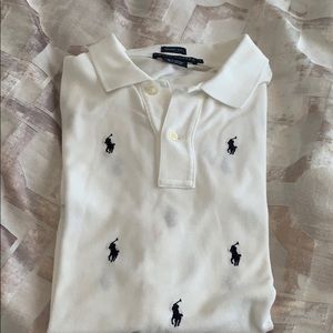 Ralph Lauren white polo with navy polo horse